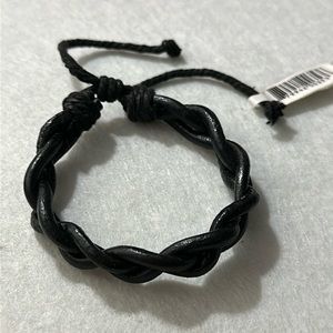 Black woven leather adjustable bracelet